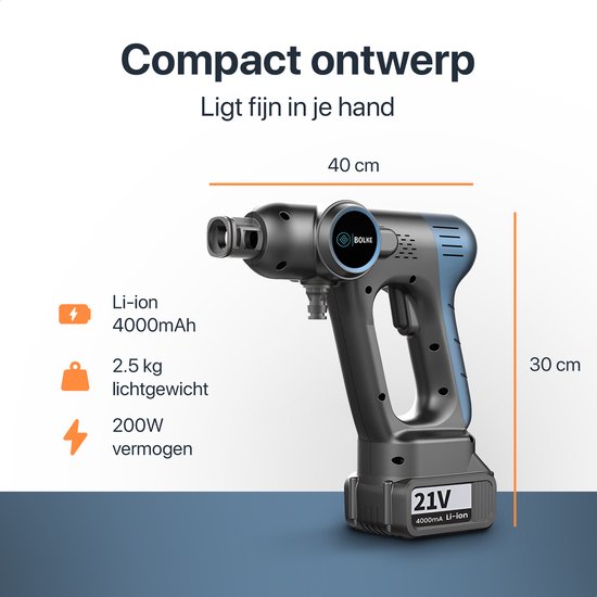 hogedrukreiniger - hogedrukreiniger accu - mobiele hogedrukreiniger - terrasreiniger - inclusief accesoires - 2000ah batterty - 35-40 bar van Merkloos	 — afbeelding 4