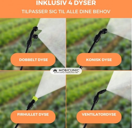 Mobiclinic Fumibug - Druksproeier - Rugspuit - 16 L - Drukspuit - Tuinsproeier - Onkruidsproeier - 4 sproeiers - Verstelbare Draagriemen - Irrigatie - 2-3 bar - Gifspuit van Mobiclinic — afbeelding 5