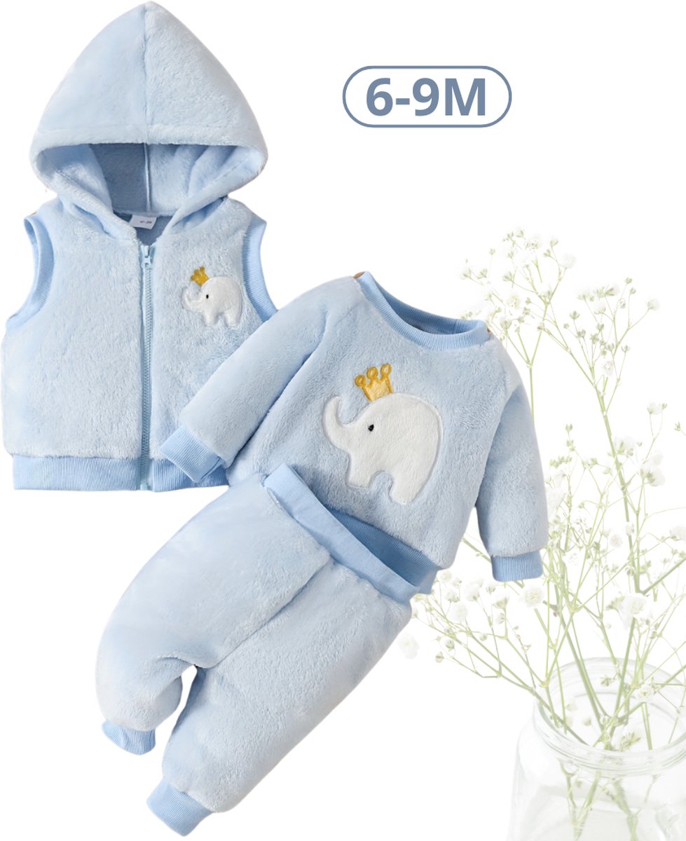 Livano 3-Delige Romper Baby - Berenpakje - Winterpak - Pakje - Jongen - Meisje - 6-9 Maanden - Lichtblauw