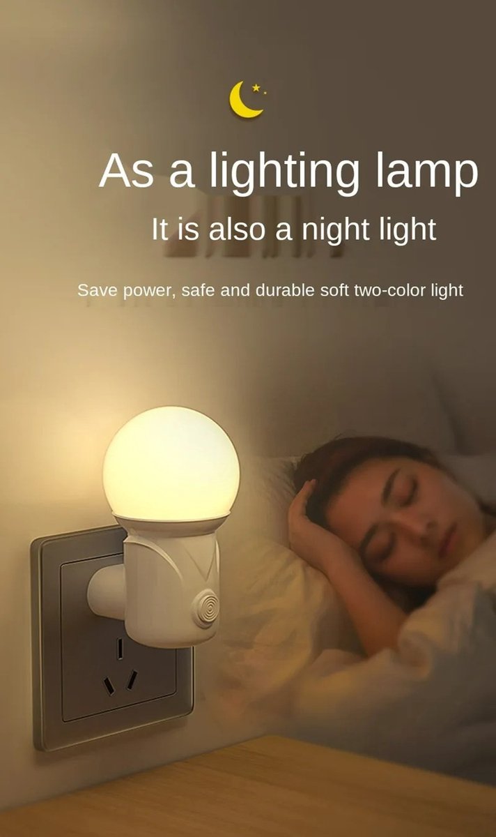 Europese Plug LED Nachtlampje - Dimbare Oogbescherming voor Baby's, Verpleegkundigen en Lezen - Ideaal voor Slaapkamers en Woonkamers, Direct in het Stopcontact - Wit van Merkloos — afbeelding 3