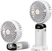 Handventilator - Draagbare Ventilator Oplaadbaar - Tafelventilator Draadloos - Mini Fan - 5 Standen - Wit