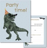 Koestert - uitnodiging kinderfeestje dino - 10 stuks - jongen of meisje - uitnodigingskaarten - uitnodiging verjaardag - uitnodiging kinderfeestje dino - uitnodiging dino