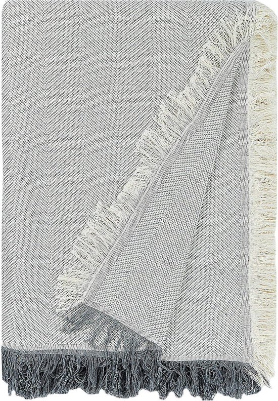 Multifunctioneel schuim, 80% katoen, 20% polyester, ecru/grijs, 130 x 180 cm