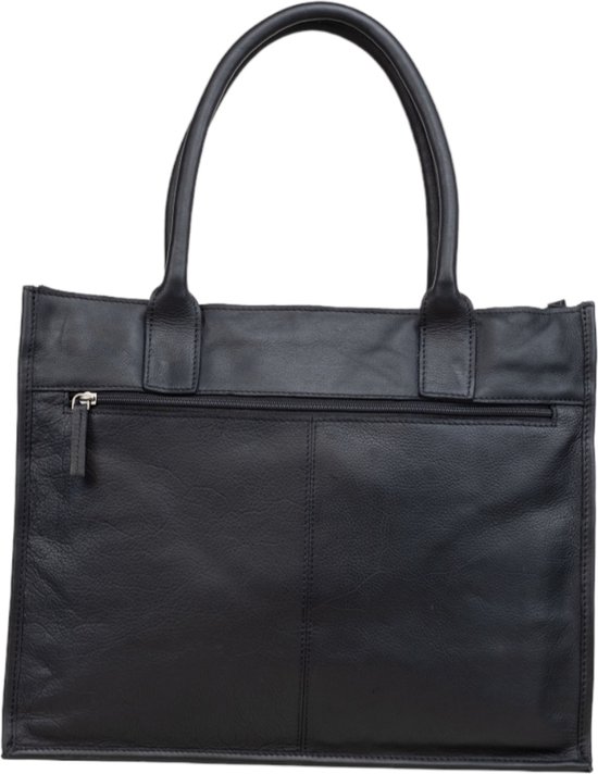 DSTRCT Sac pour ordinateur portable / Sac de travail / Porte-documents Femme - 15 pouces - Cuir - Preston Park - Zwart