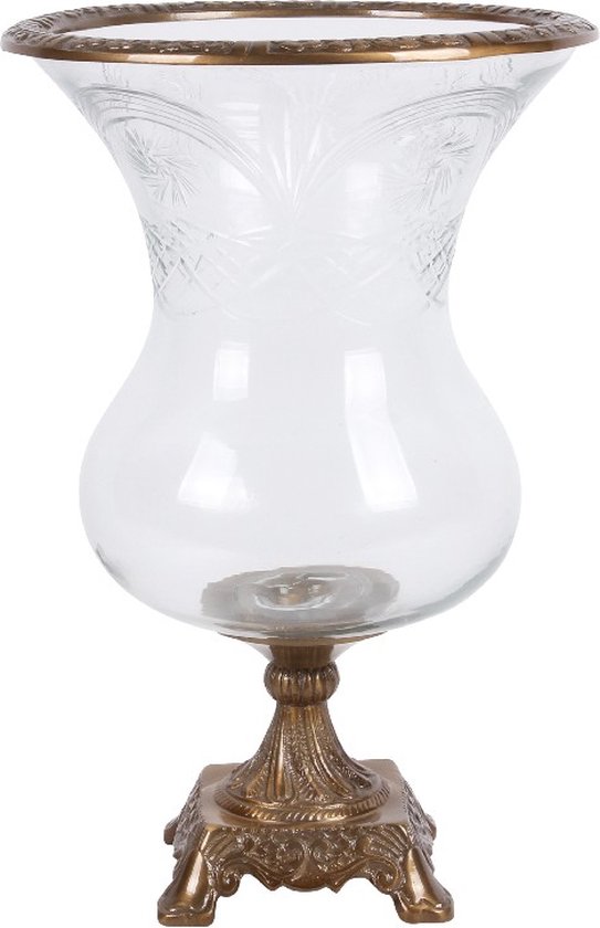 Baroque - Windlicht - Vaas glas/allu 38 cm - 38x25x25 - Brass+glass