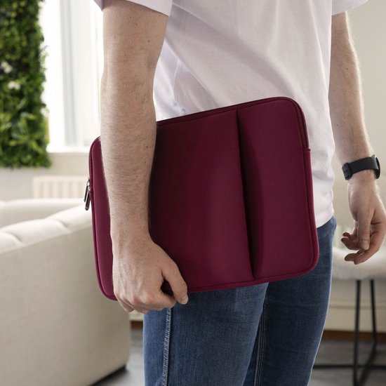 Coverzs Laptophoes 15 6 inch & 17 inch (bordeaux) - Laptoptas dames / heren geschikt voor o.a. 15 6 inch laptop en 17 Inch laptop - Geschikt voor Macbook - Laptophoes met ritssluiting - waterafstotende hoes