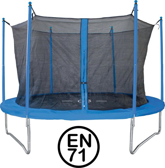 Garlando - Combi L - Trampoline met Veiligheidsnet - voor Kinderen en Volwassenen - Rond - 305 cm - met Veilige Rand - Blauw