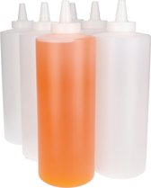 6x Knijpbare Doseerfles 1000 ml met Tuitdop - Sausfles, Knijpfles, Garneerfles - LDPE Kunststof - Voedselveilig & Flexibel - Mat Transparant - Set van 6 Stuks