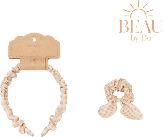 BEAU by Bo Mrs Ertha Haaraccessoires - Haarband + Scrunchie - Soft Squares