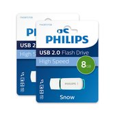 Clé USB Philips 8 Go - Spring Green Snow Edition - USB-A 2.0 - LED - Wit - Paquet de 2