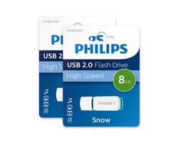 Philips 8GB USB Stick - Spring Green Snow Edition - USB-A 2.0 - LED - Wit - 2-Pack