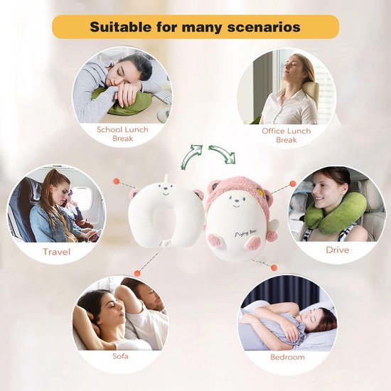 2-in-1 reiskussen voor kinderen - zachte en schattige walvisdieren knuffel die verandert in een U-vormig nekkussen voor ultiem comfort tijdens vliegtuig, auto, trein, busreis van My Dream Pillow — afbeelding 2