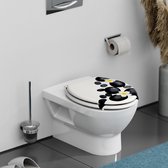 WC-bril Stone met softclosemechanisme van hout | toiletbril met wc-deksel | houten kern toiletdeksel met motief (maximale belasting van de wc-bril 175 kg) | wit