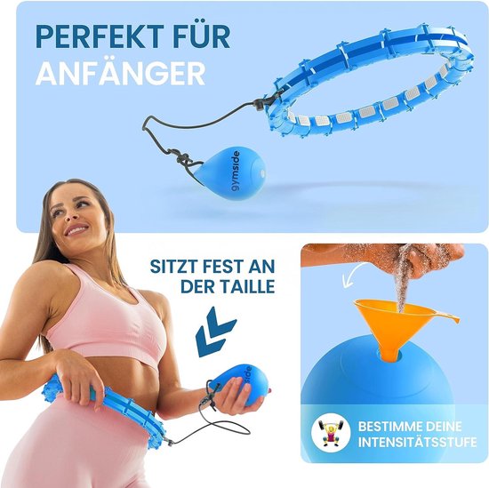 Gymside Hoopside Plus - Smart Hula Hoop zum ununterbrochen Hullern, Fällt Nicht herunter, geeignet für Anfänger, Hula Hoop zum abnehmen und fit Werden, mit Massagenoppen, 24 Abnehmbare Glieder (Lila