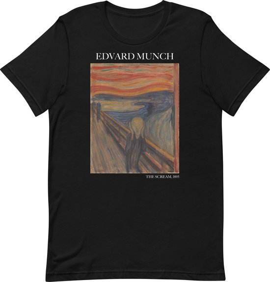 Edvard Munch 'De Schreeuw' ("The Scream") Beroemd Schilderij T-Shirt | Unisex Klassiek Kunst T-shirt | Goud | XL