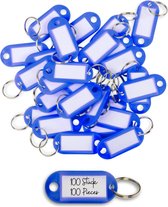 WINTEX Sleutelhanger met Labels - 100 stuks - Heavy Duty Sleutelringen - Gekleurde Sleutelhanger met ring en etiket - Rood