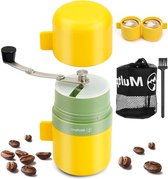 Multper Handkoffiemolen met keramische maalmachine en draagtas - handespressomolen voor outdoor gebruik met traploze maalgradeinstelling - inclusief borstel coffee grinder manual