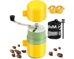 Multper Handkoffiemolen met keramische maalmachine en draagtas - handespressomolen voor outdoor gebruik met traploze maalgradeinstelling - inclusief borstel coffee grinder manual