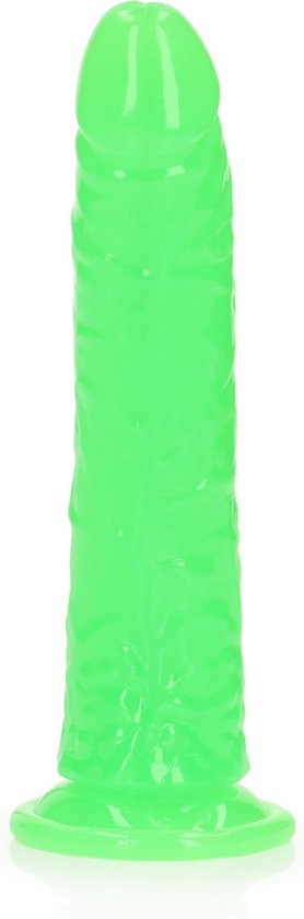 Slim Realistic Dildo with Suction Cup - Glow in the Dark - 7'' / 18 cm