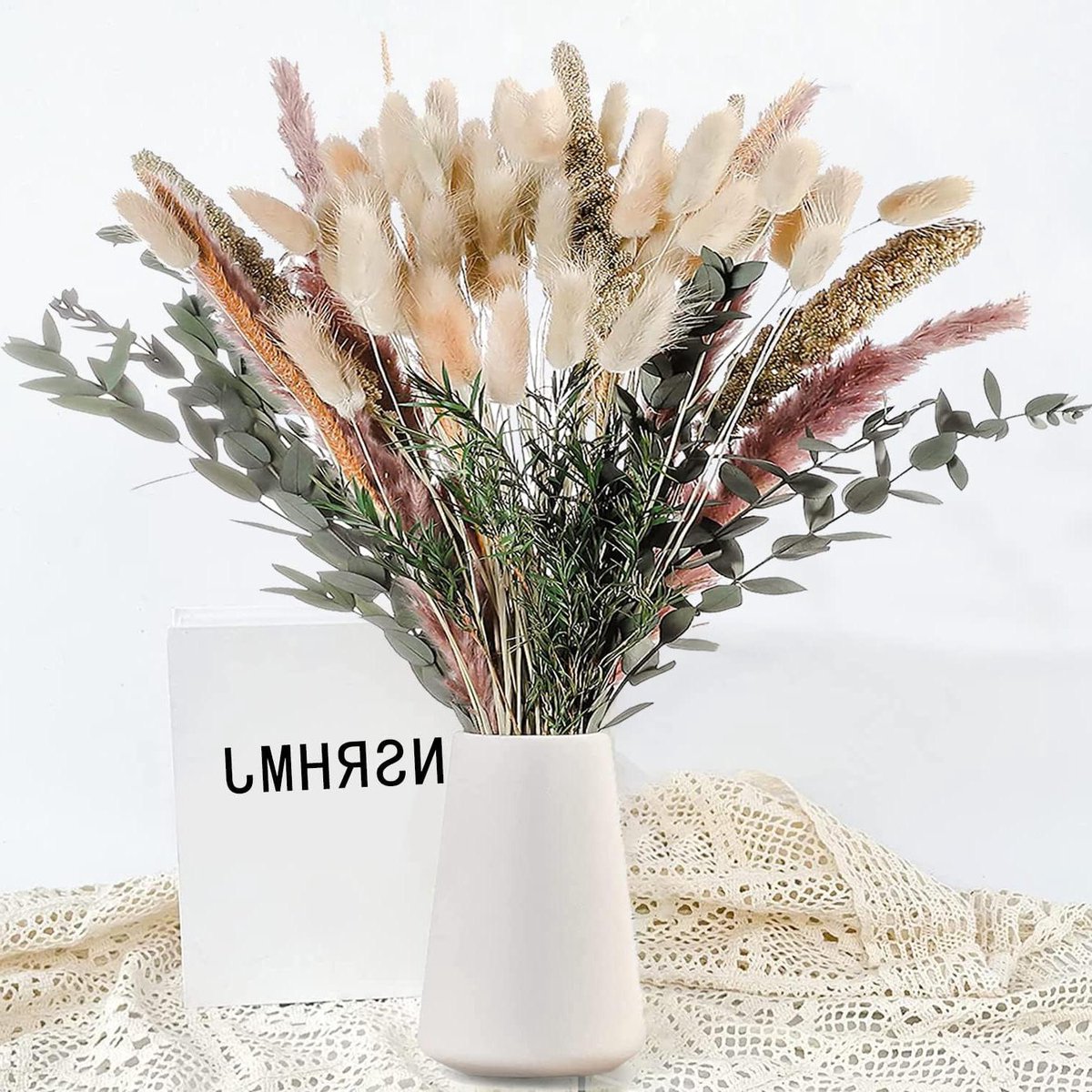 Gedroogd Pampasgras Deco DIY Vaas - Natuurlijke Gedroogde Bloemen Boeket voor Boho Interieur (85 stuks) droge bloemen