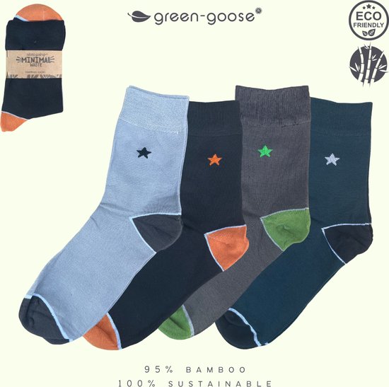green-goose® Bamboe Sokken Luxe Donker | Maat 43-46 | 4 Paar Gemengde Kleuren | Zacht en Ademend