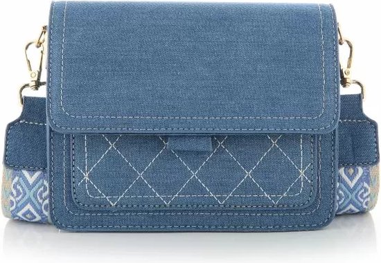 Schoudertas met luxe schouderband - Denim - Jeans Blue - Dames - 20 x 15 x 8 cm