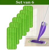 Mop microvezel-reinigingspads, 6 stuks, Groen, herbruikbare dweilpads