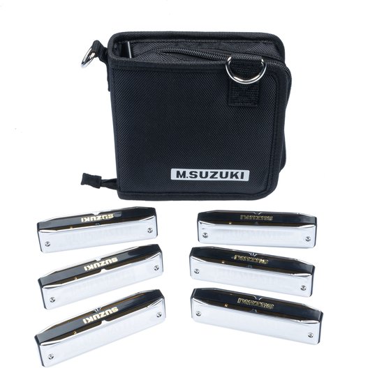 SUZUKI bluesmaster Harp Set 6 Harps incl. softcase - Mondharmonica