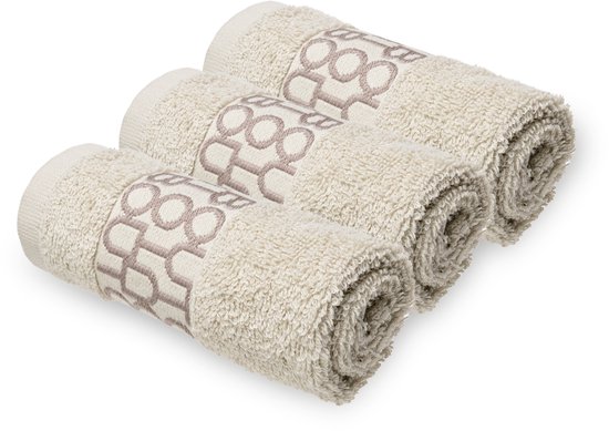 Boutoi - Handdoek set - 3 beige handdoekjes - 50x30cm