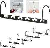 Ruimtebesparende kledinghangers - Set van 12 hangers voor horizontaal en verticaal gebruik - Kleerhanger organizer van metaal in zwart kledinghangers