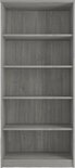 Boekenkast met zes grijze eikenhouten legplanken.