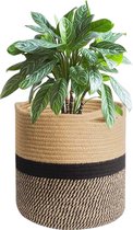 Grote gevlochten plantenmand, bloempotmand 25 cm diameter, plantenpotten voor kamerplanten, bloemenmand voor binnen, grote plantenpotmand voor binnenshuis boho, gebreide plantenpot met handvatten