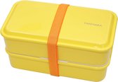 TAKENAKA Bento Snack Dual Box Lemon Zest milieuvriendelijke lunchbox gemaakt in Japan, BPA- & rietvrij, 100% recyclebaar plastic flesgebruik, magnetron- en vaatwasmachinebestendig, Bentobox rechthoekig W19.5xD12.5 xH9.65cm 1250ml (Citroenschil)