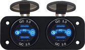 ProRide® 12V USB Stopcontact 6 Poorten met Schakelaar - Tweevoudig Inbouw - QC3.0 - USB Autolader, Boot en Camper - Blauw