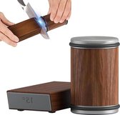 Messenslijper Set Kit met 15 en 20 graden slijpen magnetische Hoekbasis voor keukenmessen (bruin) met Rolling Sharpener Gemakkelijk Gemaakt knife sharpener