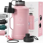 RVS Drinkfles ACTIVE FLASK + Strohalm (3 Drinkdoppen) Grote XL 22 Liter Waterfles Sport Outdoor Fitness - Waterbidon 2L Sports Bottle