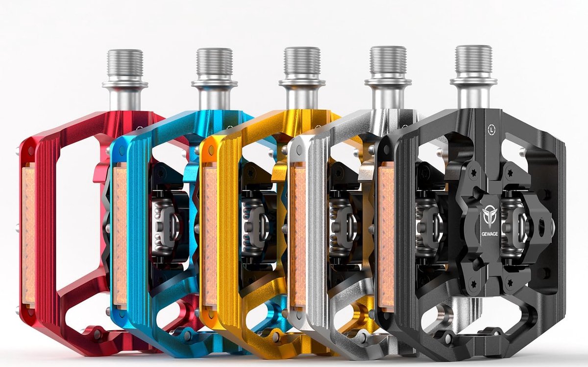 Pédales VTT Aluminium CNC GEWAGE - Axe Acier, Picots Réglables, étanches - Pour Trail, Gravel, Trekking Et Downhill - 13