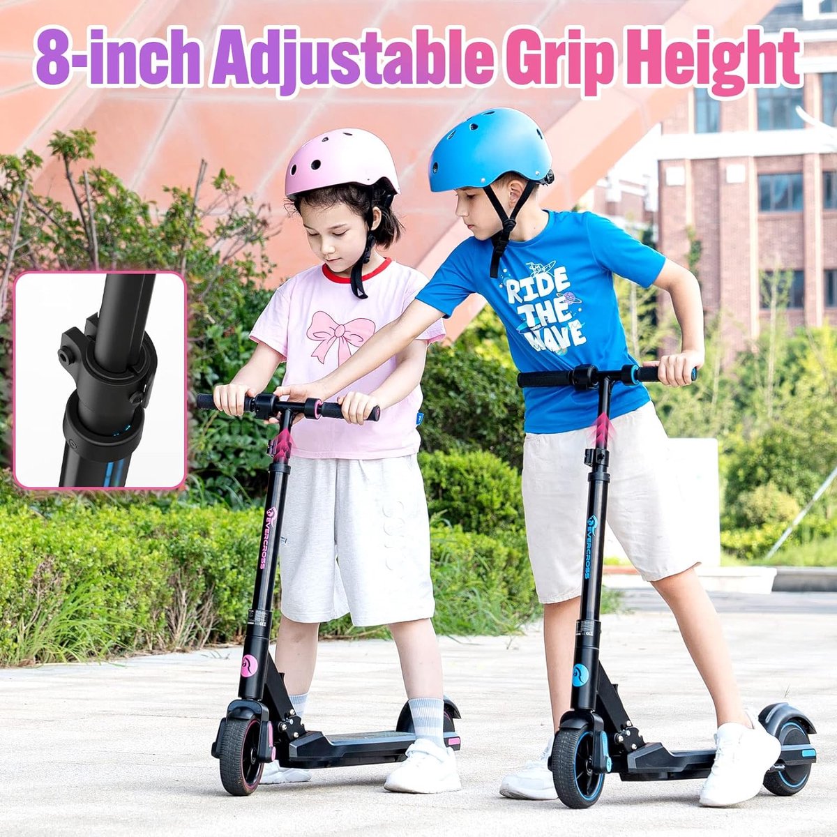 Afbeelding 3 van EVERCROSS EV06C Elektrische step kinderen - Verlichting - 15 km/u - max 60 kg- blauw Zwart