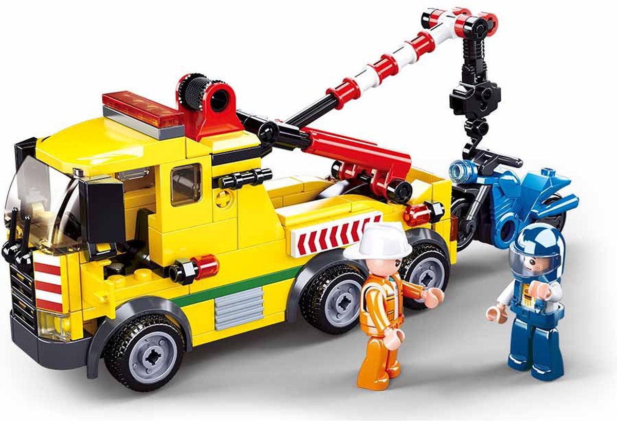 Sluban Town Autokraan Takelwagen bouwspeelgoed kinderen vanaf 6 jaar – Constructiespeelgoed bouwdoos met 205 bouwstenen – M38‑B0877