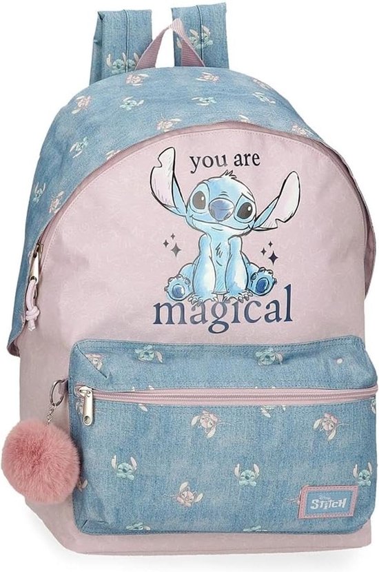 Stitch sac à dos scolaire look jean filles 40 cm