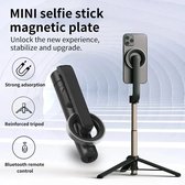 Mobiele Telefoonstandaard Bluetooth Selfiestick - Magnetische Handheld Camera Stabilisator - Desktop Geïntegreerde Tiktok Live Driehoekstand - WHITE