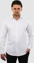Vercate - Strijkvrij Kreukvrij Overhemd - Wit - Slim Fit - Bamboe Katoen - Lange Mouw - Heren - Maat 38/S