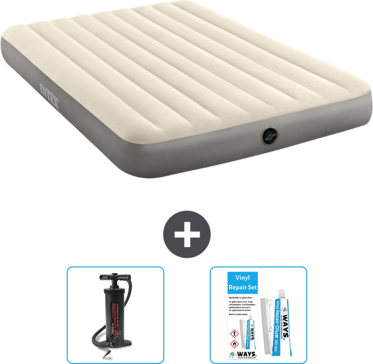 Intex Luchtbed - 2-Persoons - 152 x 203 x 25 cm - Beige - Inclusief Accessoires CB13