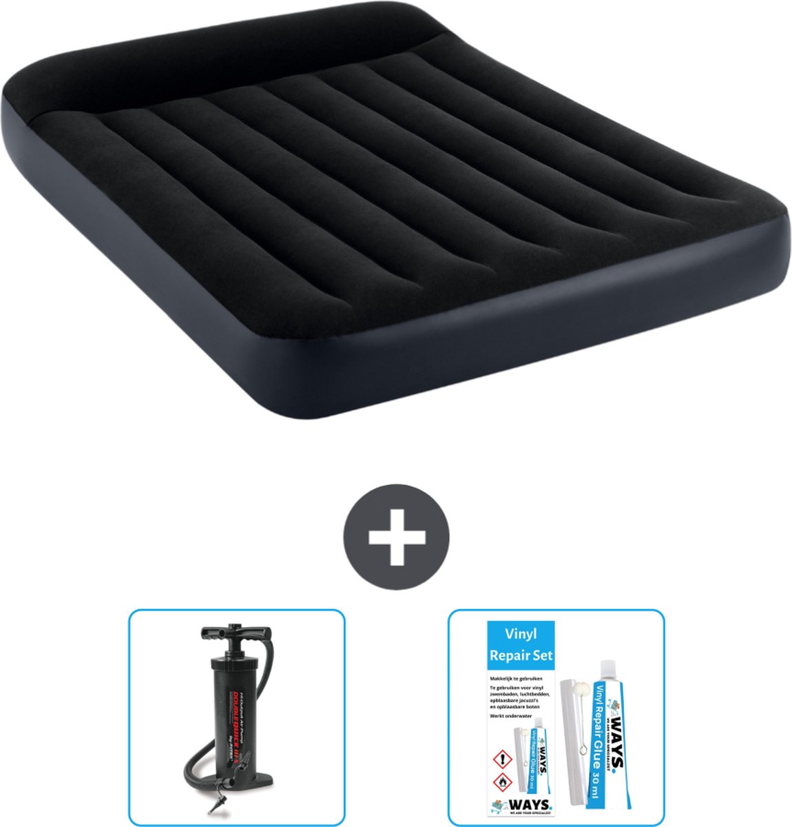 Intex Luchtbed - Twijfelaar - 137 x 191 x 25 cm - Donkerblauw - Inclusief Accessoires CB13