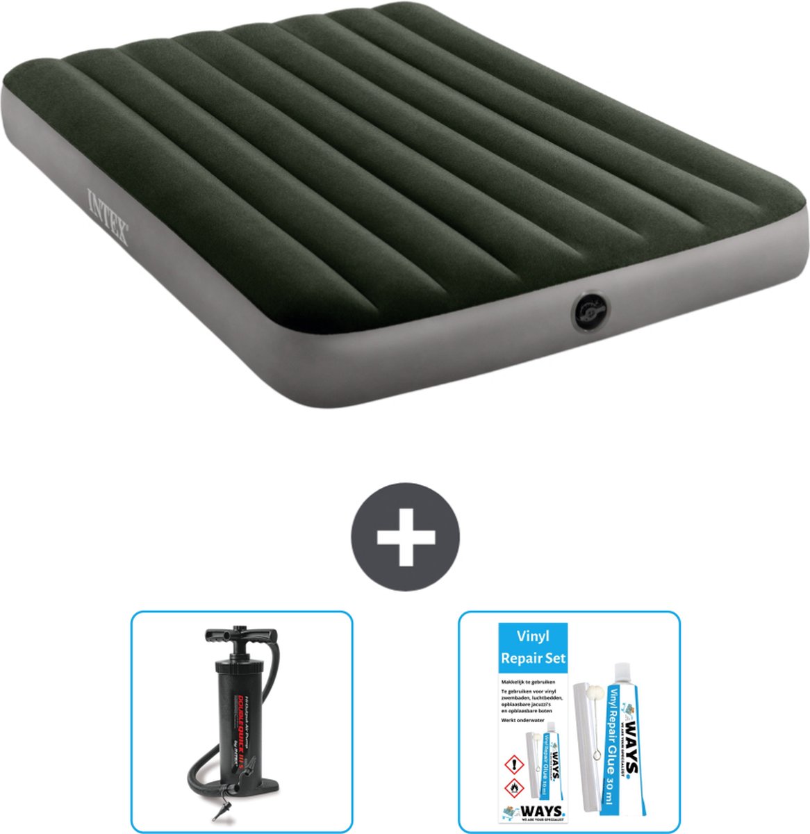 Intex Luchtbed - Twijfelaar - 137 x 191 x 25 cm - Groen - Inclusief Accessoires CB13
