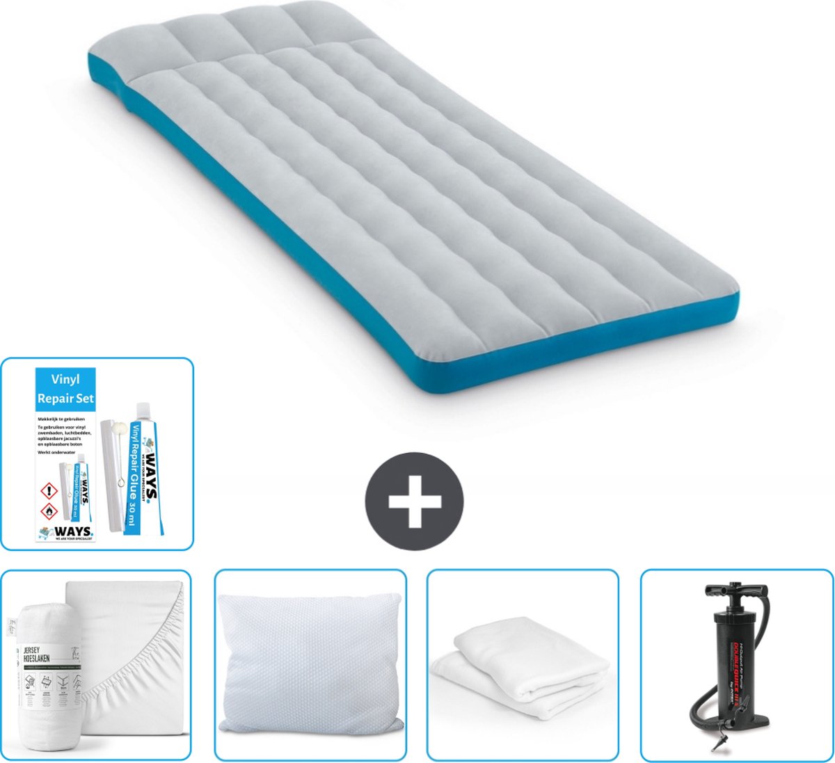 Intex Campingmat - Twijfelaar - 72 x 189 x 20 cm - Blauw - Inclusief Accessoires CB1