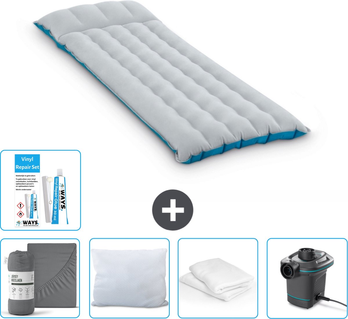 Intex Campingmat - 1-Persoons - 67 x 184 x 17 cm - Blauw - Inclusief Accessoires CB10