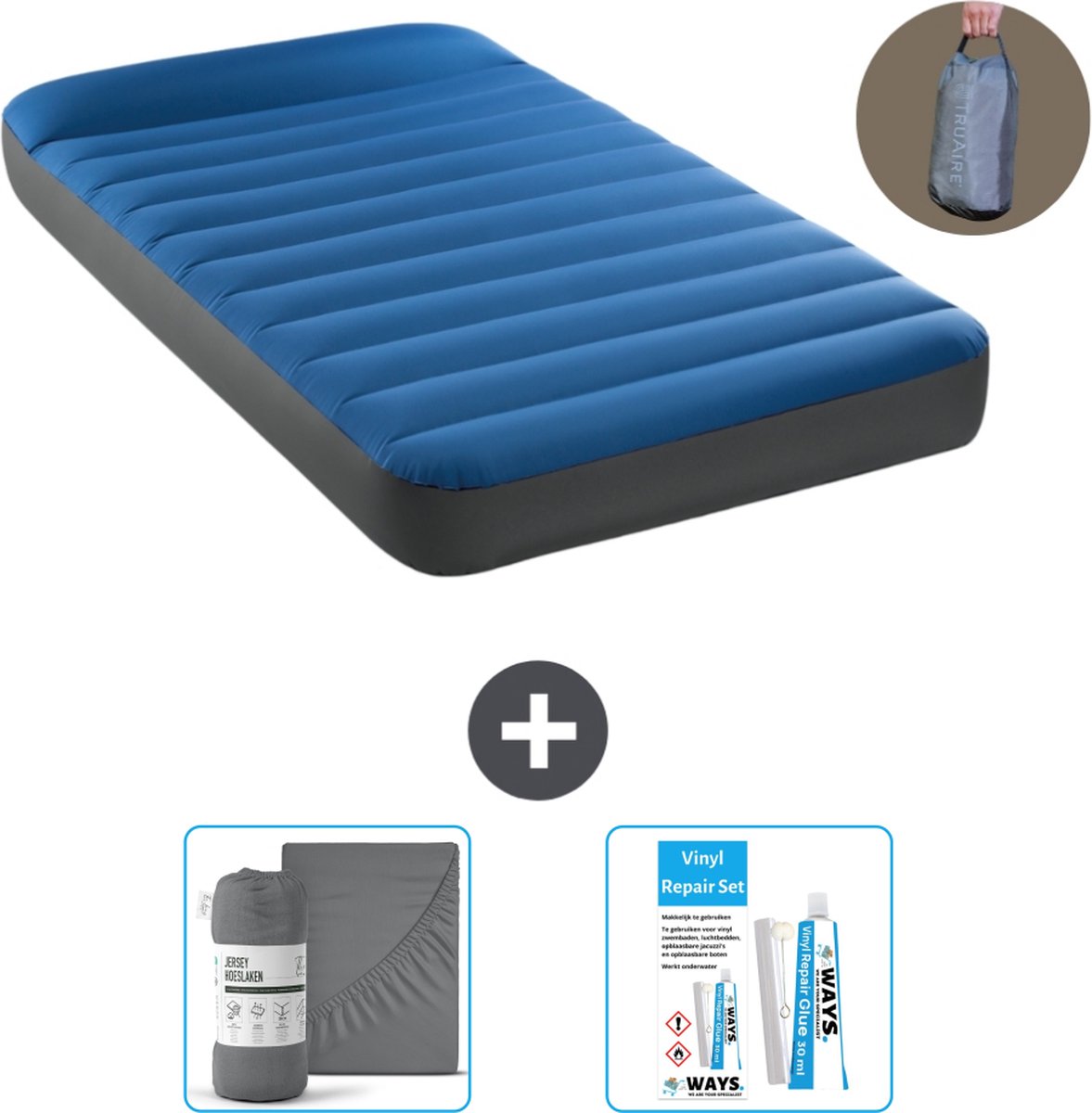 Intex Luchtbed - 1-Persoons - 99 x 191 x 22 cm - Blauw - Inclusief pomp - Accessoires CB20