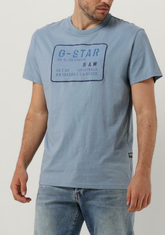 G-Star Raw Applique Multi Technique RT Polos & T-shirts Homme - Polo - Bleu clair - Taille M