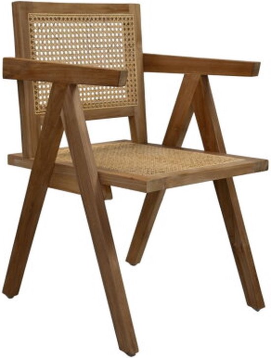 HSM Collection - Chaise de salle à manger - 56x52x83 - Naturel - Teck/rotin